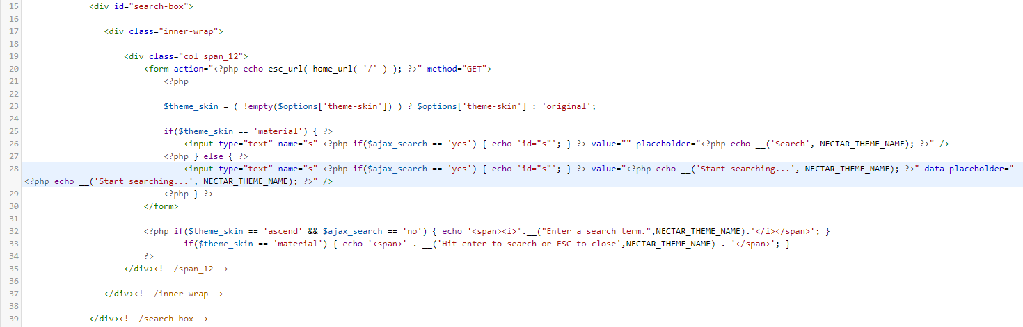 Codezeile als Beispiel für die manuelle Übersetzung eines Parent-Themes