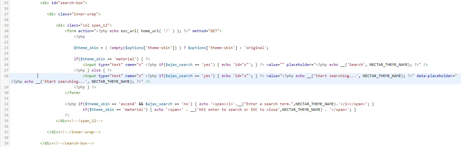 Codezeile als Beispiel für die manuelle Übersetzung eines Parent-Themes