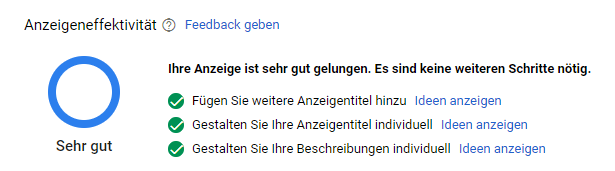 Beispiel für die Anzeigeneffektivität von RSA