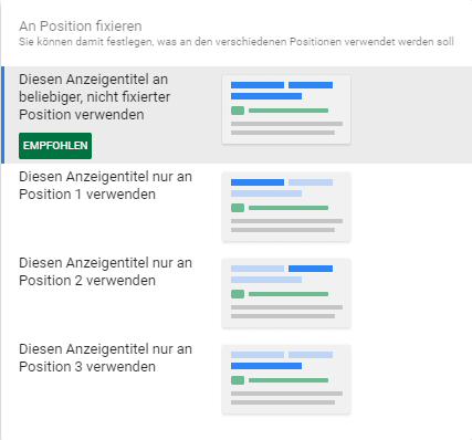 Googles RSA Empfehlung für Pinn-Funktion