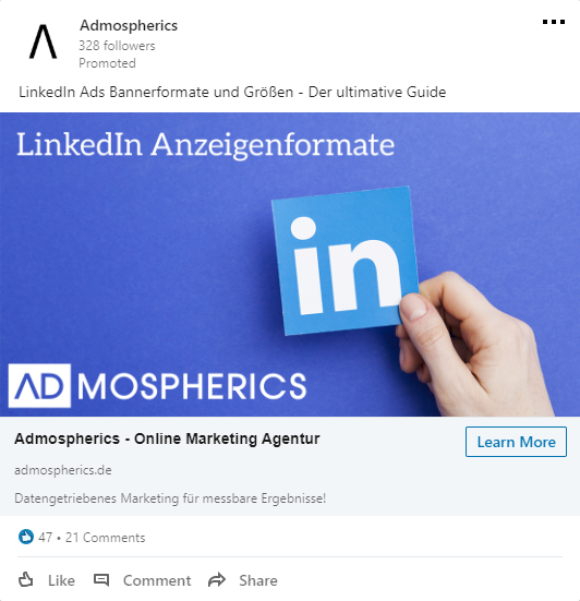 Beispielhafte Bildanzeige für LinkedIn Ads